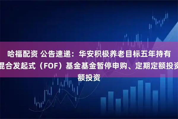 哈福配资 公告速递：华安积极养老目标五年持有混合发起式（FOF）基金基金暂停申购、定期定额投资