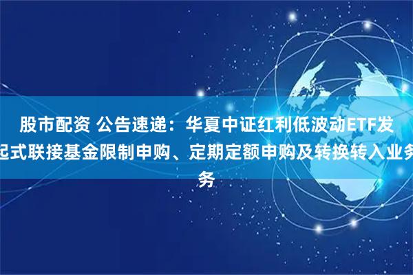 股市配资 公告速递：华夏中证红利低波动ETF发起式联接基金限制申购、定期定额申购及转换转入业务