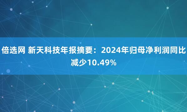 倍选网 新天科技年报摘要：2024年归母净利润同比减少10.49%