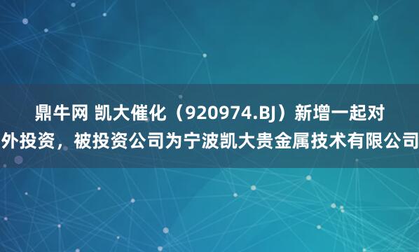鼎牛网 凯大催化（920974.BJ）新增一起对外投资，被投资公司为宁波凯大贵金属技术有限公司