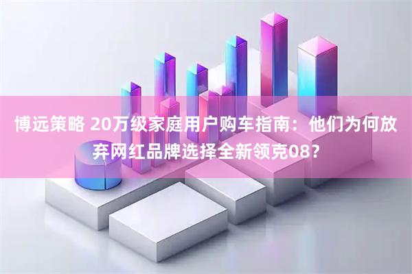 博远策略 20万级家庭用户购车指南：他们为何放弃网红品牌选择全新领克08？